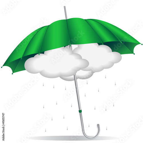 green umbrella with clouds