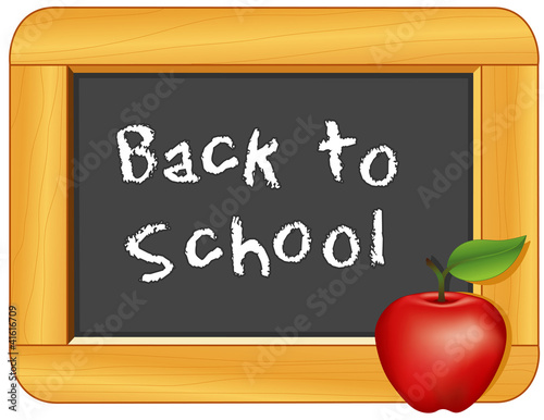 Fototapeta Naklejka Na Ścianę i Meble -  Back to School on wood frame Blackboard, Apple for the Teacher