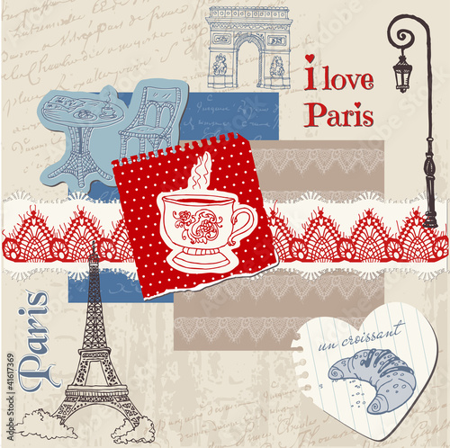 Scrapbook Design Elements - Paris Vintage Set - in vector