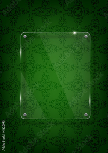 Yeşil fonda cam levha