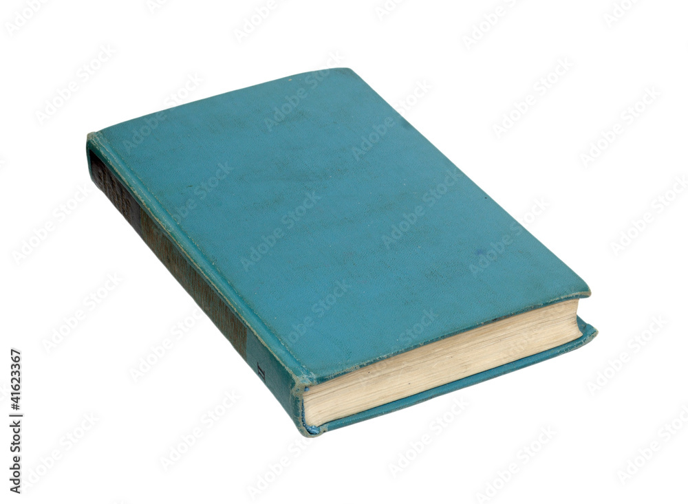 Blue book with black binding on white background Blue book with black binding on white background