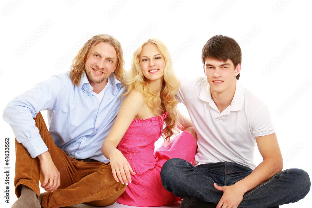 Obraz premium A group of happy young people, isolated on white