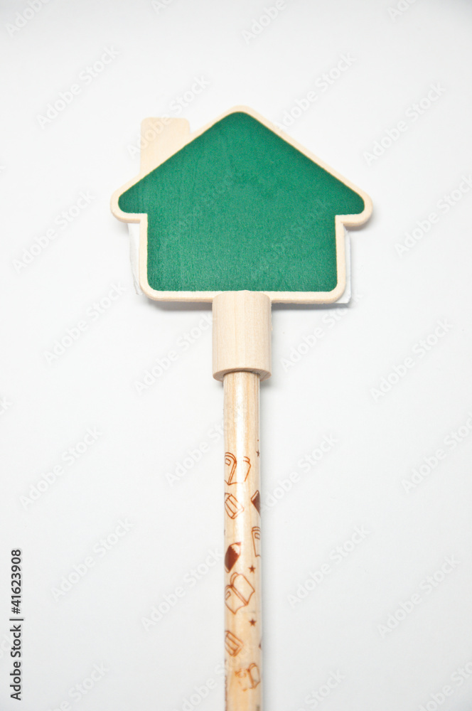 Blank chalkboard home shape in pencil Blank chalkboard home shape in pencil
