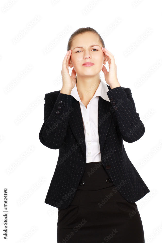 Portrait of stressed business woman having head pain Portrait of stressed business woman having head pain
