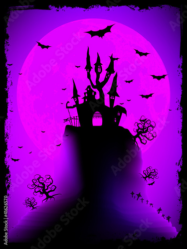 Scary halloween vector with magical abbey. EPS 8