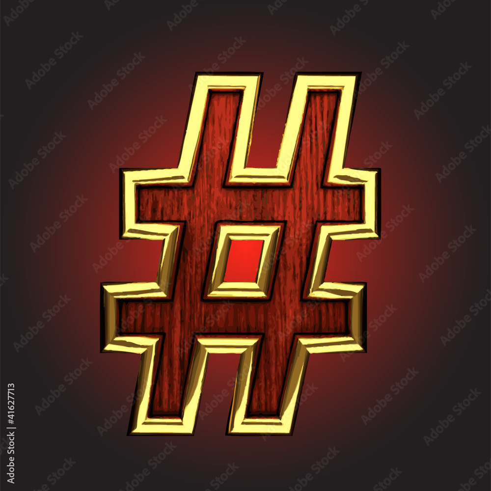 Obraz premium Vector golden figure with red wood