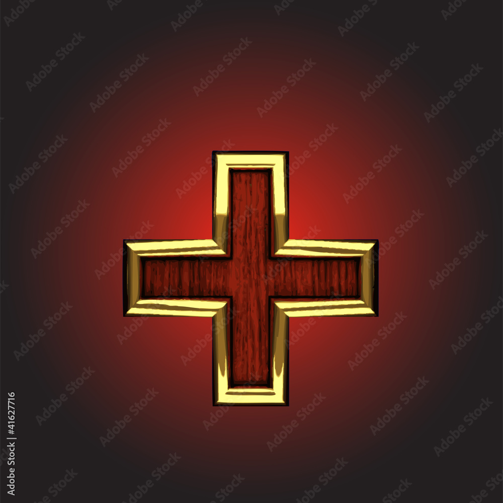 Obraz premium Vector golden figure with red wood