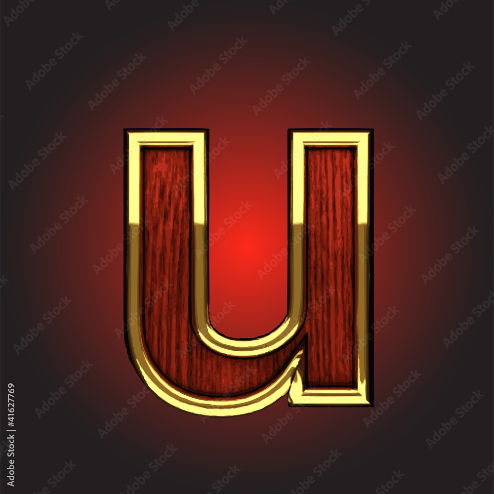 Vector golden figure with red wood Vector golden figure with red wood