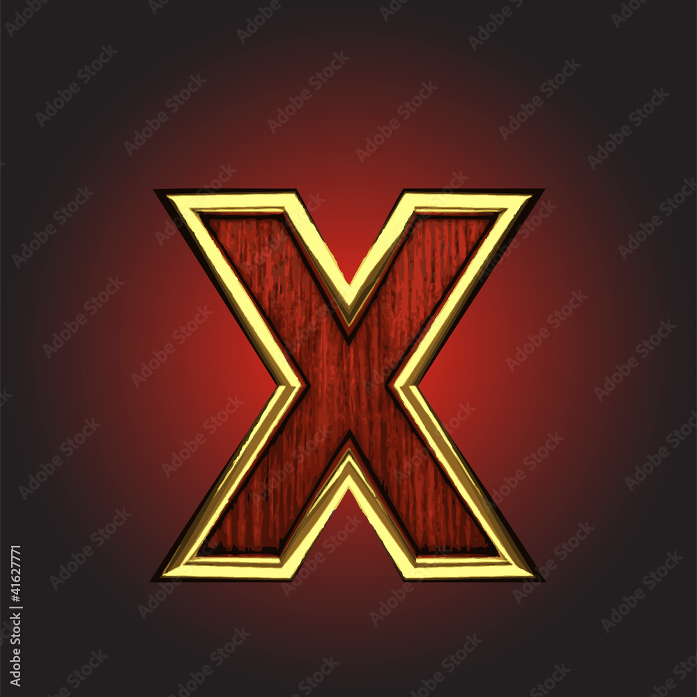 Vector golden figure with red wood Vector golden figure with red wood