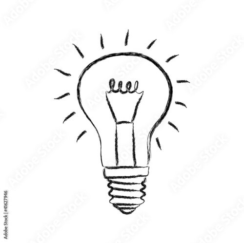 Sketch of light bulb on white background
