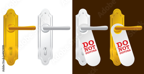 Door handle in gold and silver - vector illustration