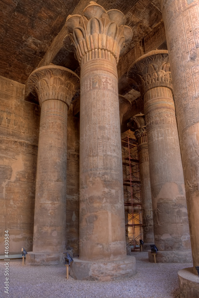 Magnificent tall columns in Khnum temple,Egypt
