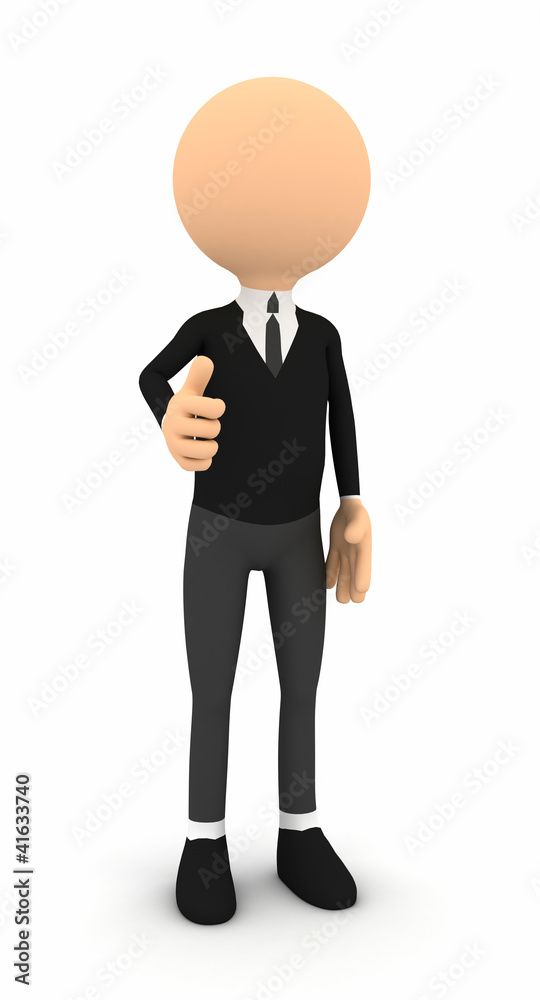 3d businessman showing thumbs on white background 3d businessman showing thumbs on white background