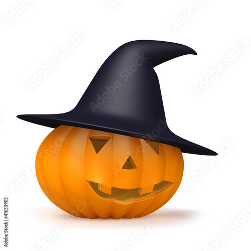 3d Pumpkin in witches hat