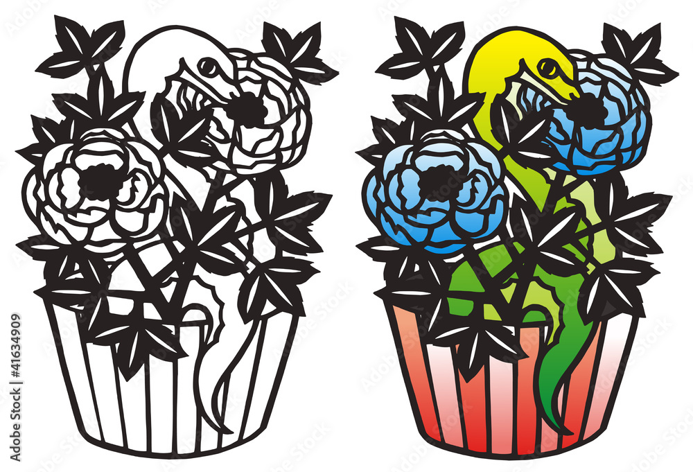 13年巳年年賀状用イラスト素材 切り絵蛇の花黒 Stock ベクター Adobe Stock 13年巳年年賀状用イラスト素材 切り絵蛇の花黒 Stock ベクター Adobe Stock