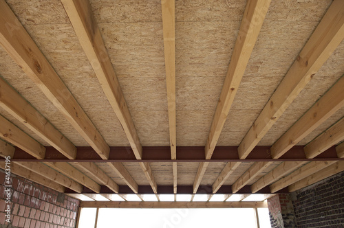 construction of the wooden frame of a roof
