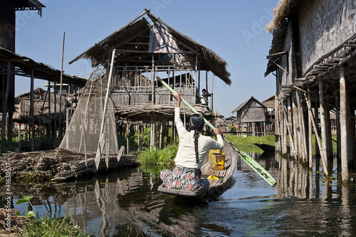 Life in a village on the Inle lake in Myanmar (Burma)