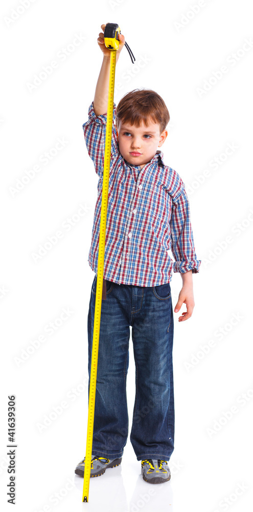 Cute boy with a building roulette