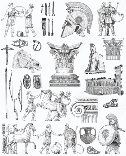 Old greek set illustration