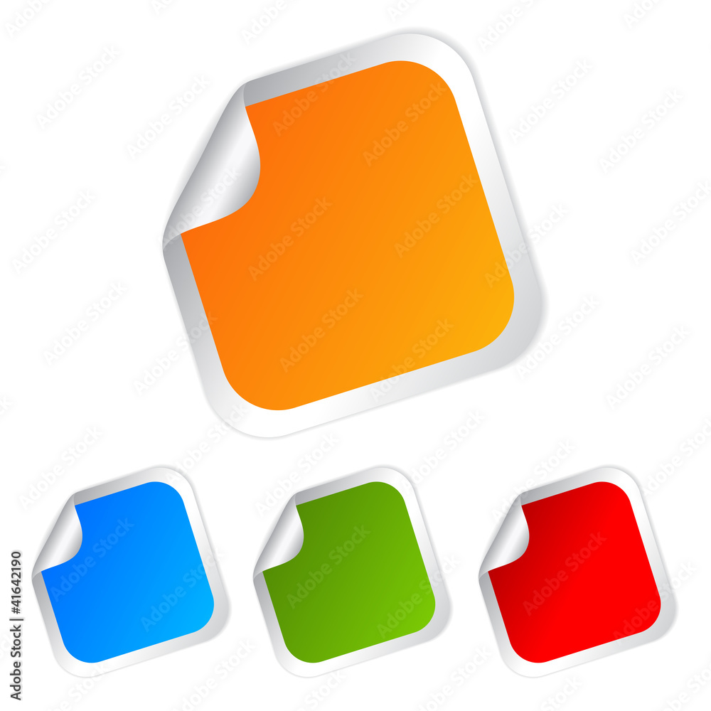 Blank square vector stickers set Blank square vector stickers set