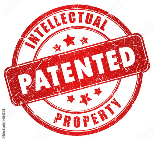 Patented stamp illustration over white