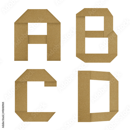 English alphabet Origami set made by grunge recycled paper
