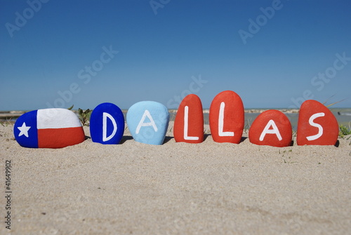 Dallas, city of Texas state on colourful stones