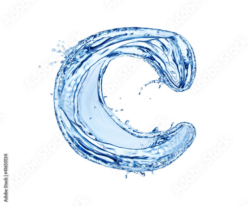 Water letter symbol, isolated on white background