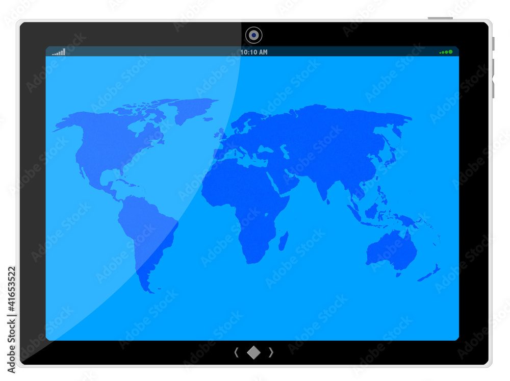 Wordl Map On Tablet PC Computer Monitor Wordl Map On Tablet PC Computer Monitor