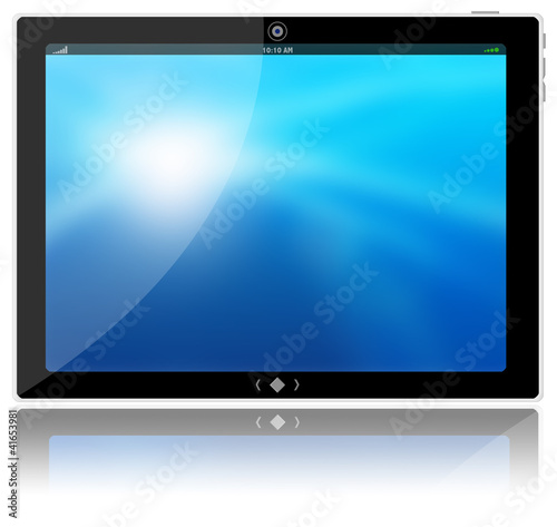 PC tablet and blue background