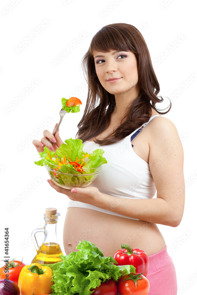 Pregnant woman eating healthy food Pregnant woman eating healthy food