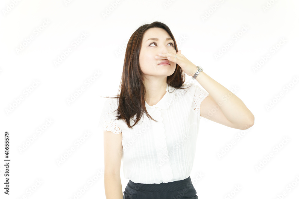 不満な表情の女性 不満な表情の女性