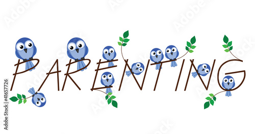 Parenting twig text isolated on white background