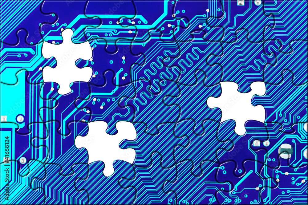 custom made wallpaper toronto digitalComputer board made of puzzle