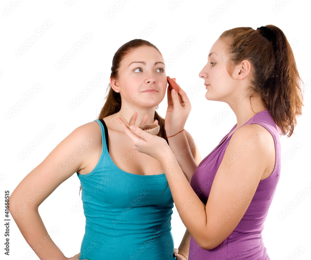 Two happy girls friends.