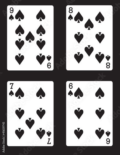 9,8,7,6 of Spades! Vector eps 8