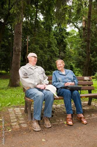 Happy senior couple in the park © satori