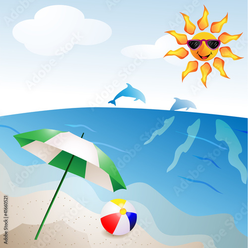 Beach with umbrella