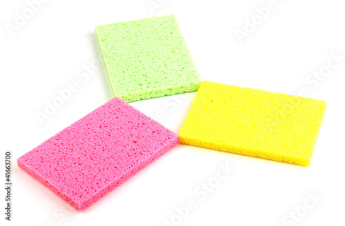 Cellulose sponges isolated on white