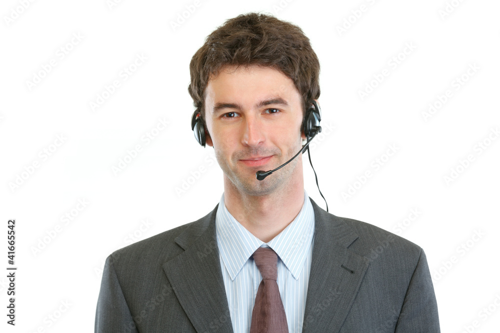 Modern business operator with headset Modern business operator with headset