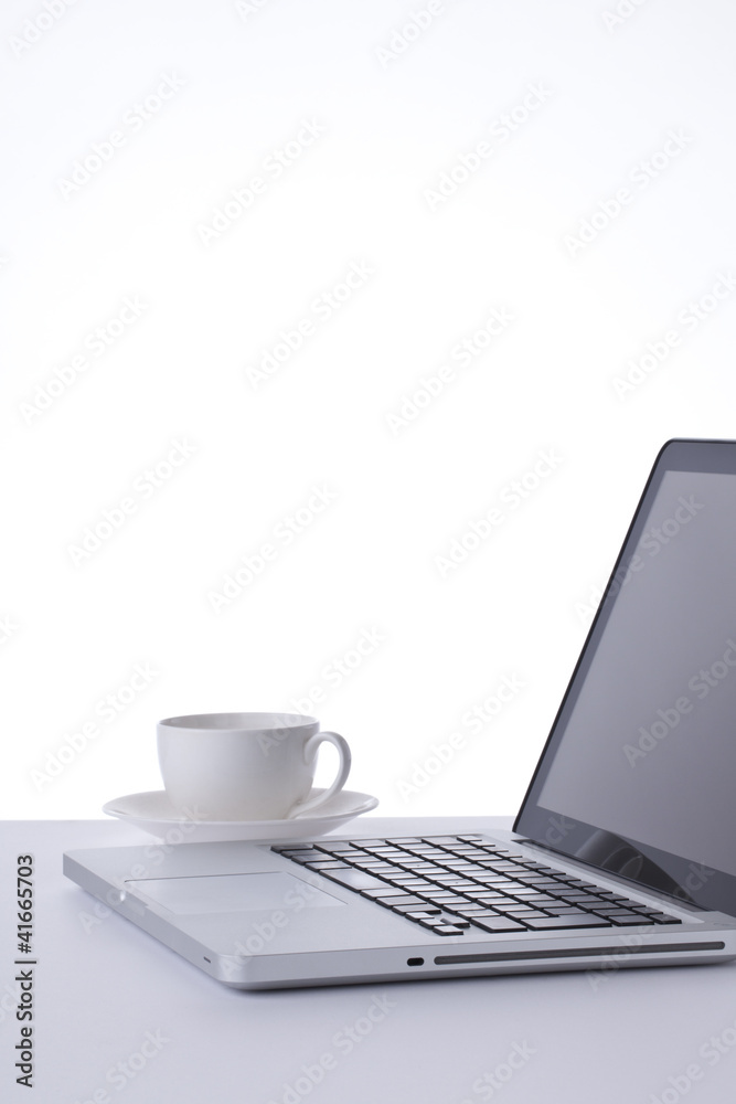 personal computer and coffee - obrazy, fototapety, plakaty 