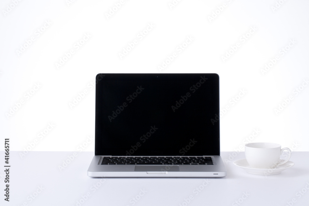 personal computer and coffee personal computer and coffee