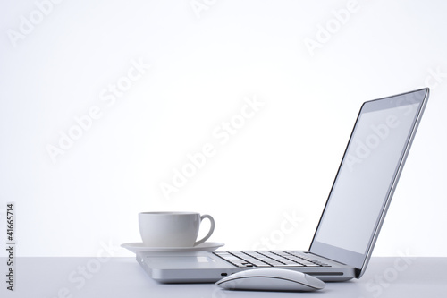 personal computer and coffee