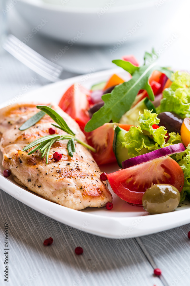 Grilled Chicken Breast with Salad