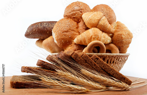 large variety of bread, still life isolate on white background