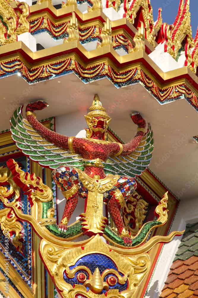 Gold garuda on the roof in wat thai