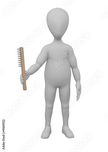 3d render of cartoon character with farming tool
