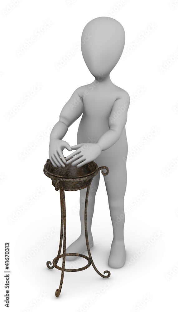 3d render of cartoon character with hand basin 3d render of cartoon character with hand basin