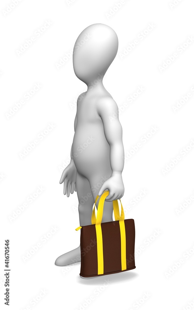 3d render of cartoon character with shopping bag 3d render of cartoon character with shopping bag