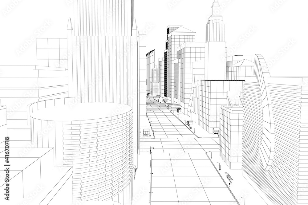 Obraz premium Wire Frame City